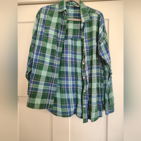 Old Navy Tops - Old Navy Green and Blue Plaid Women's Shirt